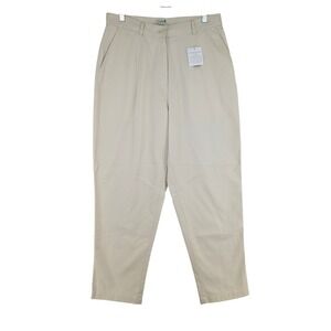 LL Bean Original Fit Chino Pants Womens 12 Petite Khaki Wrinkle Resistant Cotton